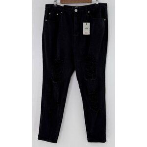 NWT Yours Clothing MOM Black Distressed Jeans UK18 EU 46 Normcore‎